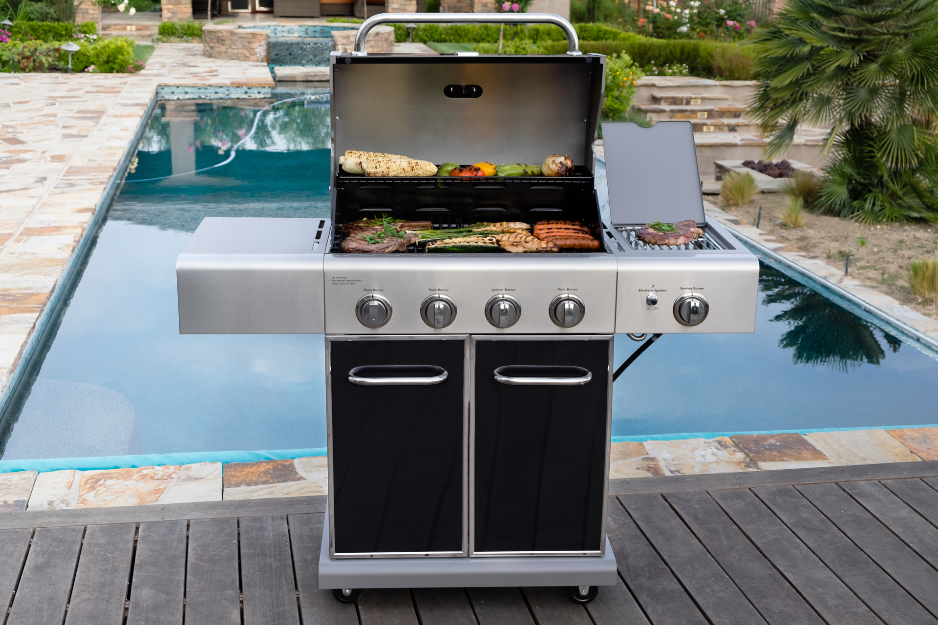 Kenmore 4-Burner Outdoor Propane Gas Grill with Searing Side Burner, Stainless Steel with Black Trim - image 2 of 8