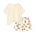 thumbnail image 5 of CYRBOKO Kids Girls Outfit Sets for Girls, Gift Elastic Waist Summer Casual T-shirts and Shorts Two-Piece Sets Beige Size 14-15 T, 5 of 5