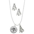 thumbnail image 1 of Delight Jewelry Silvertone Domed Black BSM Silver tone Zig Zag Christmas Tree Charm Necklace and Stud Earrings, 1 of 4