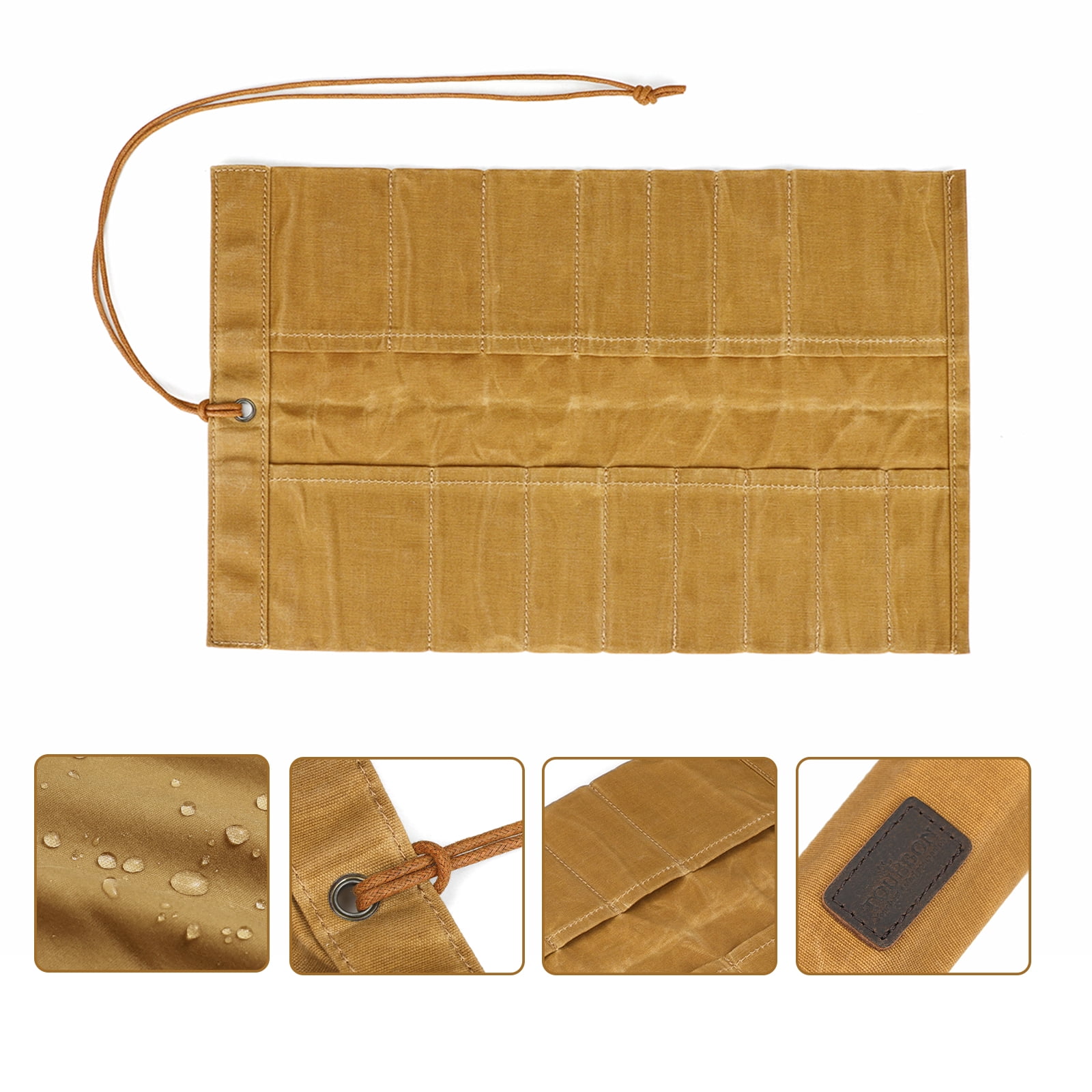 TOURBON Canvas Folding Tools Roll Up Bag (14 Slots)Portable Carry Pouch Workshop Storage Splier Tool Organizer Woodworking