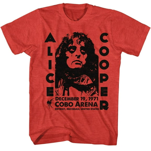 Alice Cooper Cobo Arena 1971 Red Heather T-Shirt