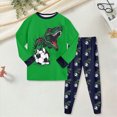 thumbnail image 2 of TOWED22 Baby Girl Fall Winter Clothes Toddler Outfit Graphic Crewneck Sweatshirts + Joggers Pants Set Size:4-5 Y,Color:Green, 2 of 9