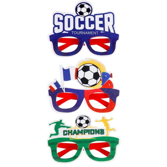 3 piezas de gafas de sol para fiesta de fútbol 2022, gafas novedosas para el mundial, accesorios para fotomatón, suministros para recuerdos de fiesta de fútbol de la Copa del Mundo 2022