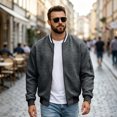 thumbnail image 7 of LTTVQM Men Waffle Texture Bomber Jacket Lightweight Zip Up Long Sleeve Varsity Coat With Sleeve Pocket Ribbed Cuffs Hem For Fall Daily Wear, 7 of 7