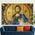 thumbnail image 2 of Ethnic Art, African Printed Canvas, Jesus Mosaic Poster, Jesus Christ Mosaic, Fresco Printed, Christ Artwork, Jesus Canvas Art, Canvas Wall Decor - Gold Framed, 2 of 9