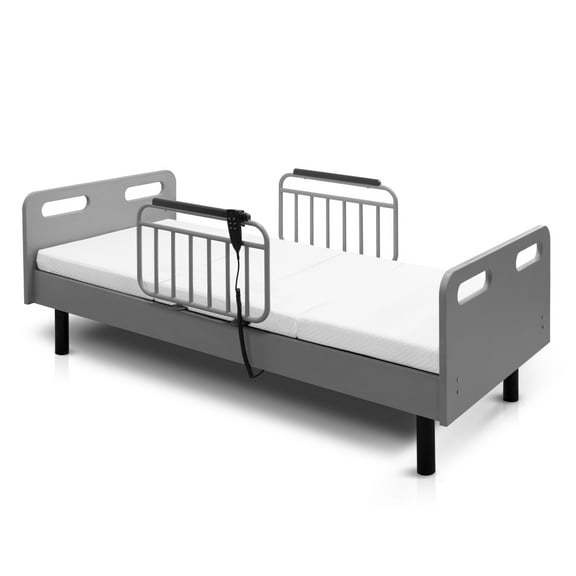 Electric Adjustable Hospital Bed for Home, Wired Remote, Memory Foam Mattress & Safety Rails Complete Home Care Solution