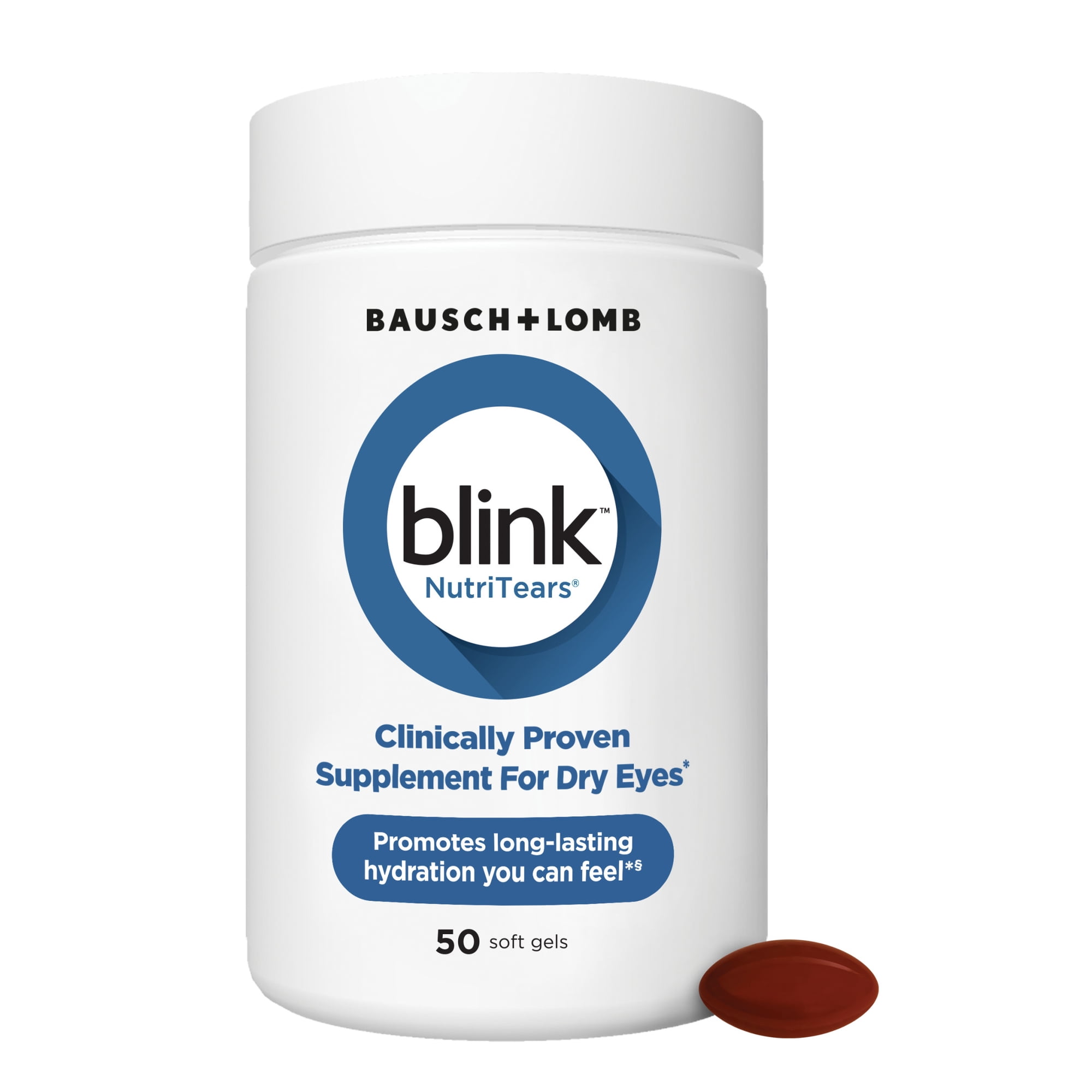 Blink NutriTears Vitamin and Supplement for Dry Eye Care and Vision Health with Lutein and Zeaxanthin Softgels, 50 Count