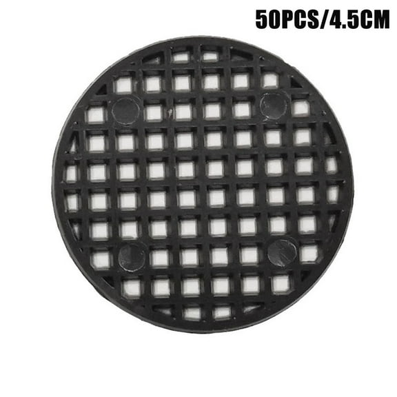 JoyMoreHome 50PCs 1.8Inch Black Round PP Plastic Flower Pot Hole Mesh Pad Bottom Grid Mat Bonsai Drainage mesh Hole Screens Gasket Prevent Soil Loss Breathable Gasket Drainage Netting