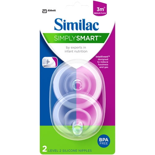 4 oz Level 1 Nipple BPA Free NEW Similac 2 SIMPLY SMART Baby Feeding Bottles 