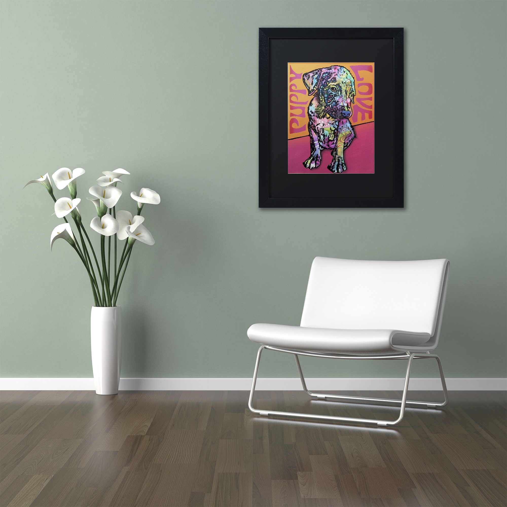 Trademark Fine Art 'Puppy Love' Canvas Art by Dean Russo, Black Matte, Black Frame