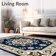 thumbnail image 2 of ODIKA 2'x3' Machine Washable Non-Slip Area Rug, Medallion with Ornate Scrollwork Flourishes High Traffic Rug with Pad, Blue, 663928, 2 of 8