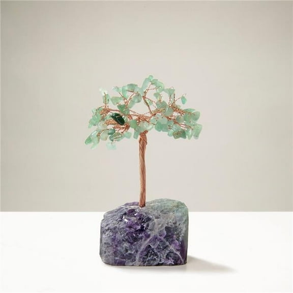 Kalifano K913F-AV 4 in. Aventurine Natural Gemstone Tree of Life with Fluorite Base