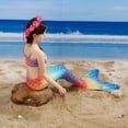 thumbnail image 5 of 【Uhome】Girls Mermaid Bathing Suit 3PCS Cute Ruffle Bikini Swimsuits with Fish Tail Kids Beach Swimwear 3-11y, 5 of 7