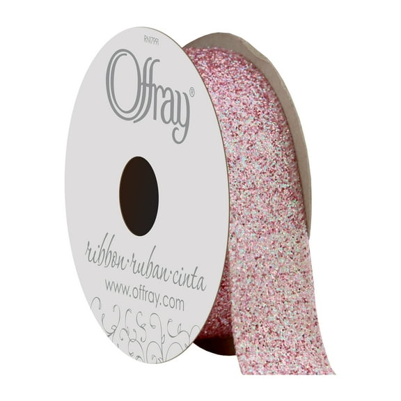 Offray 7/8" Pink Glitter Ribbon, 1 Each