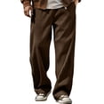 thumbnail image 2 of Zynoxe Men's Corduroy Pants with Side Pockets Plus Size Solid Color Full Length Pants Elastic Waist Drawstring Casual Trousers Lightweight Relaxed Wide Leg Pants for Men 2XL, 2 of 9