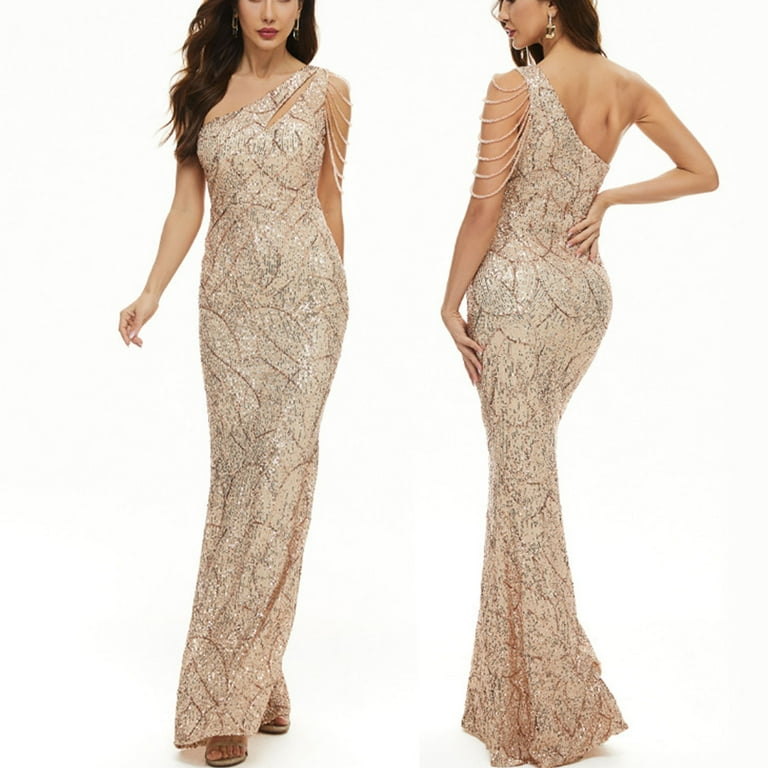 Elegant Solid Sequins Sequined O Neck Wrapped Skirt Dresses Elegant Solid Sequins Sequined O Neck Wrapped Skirt Dresses