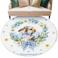 thumbnail image 6 of Easter Rabbits Eggs Round Rug 8ft Washable Circle Rugs Non Slip Watercolor Floral Daisy Bunny Bow Spring Large Area Rug Indoor Floor Carpet for Bedroom Kitchen Living Room Home Office Dining Room, 6 of 8