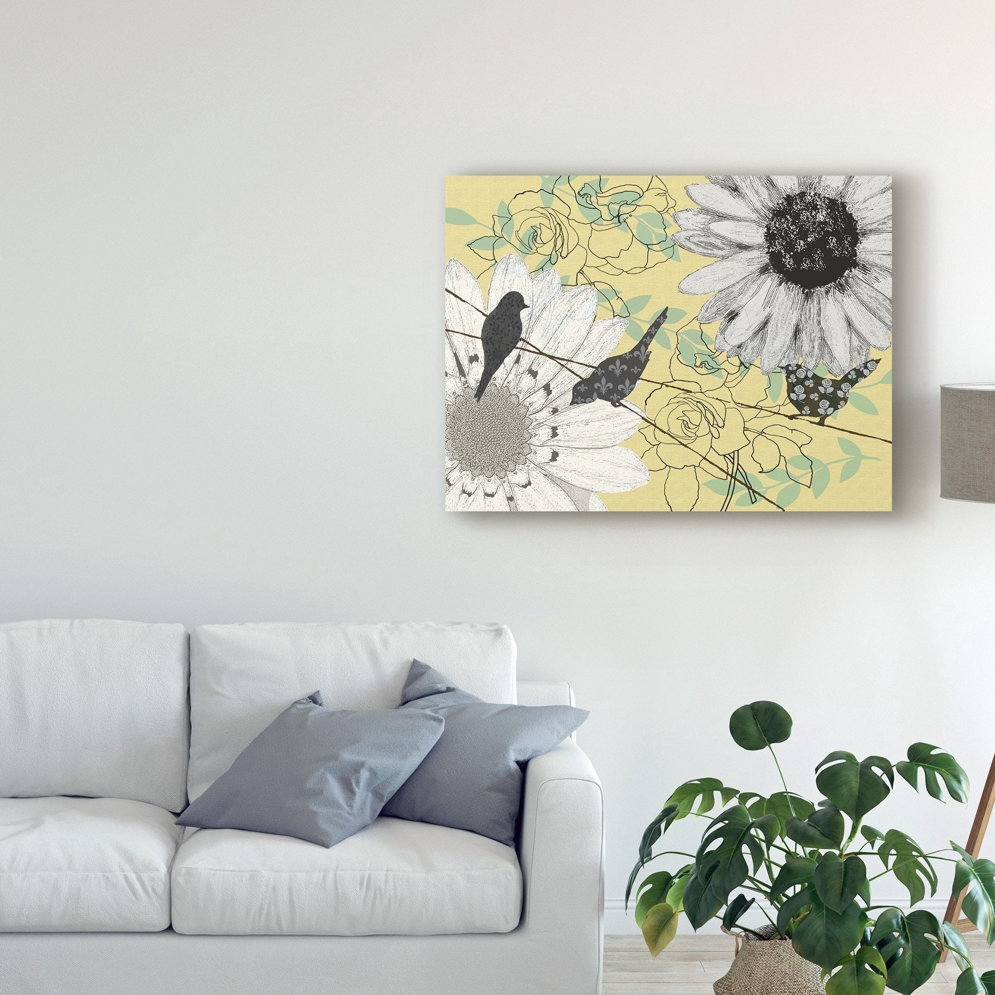 Trademark Fine Art 'Birds on a Wire I' Canvas Art by Jade Reynolds