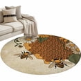 thumbnail image 2 of Round Area Rug 4 Ft, Vintage Bees Washable Non-Slip Circle Carpet for Living Room/Bedroom, Daisy Floral Pastoral Retro Art Low-Profile Crawling Mats Collection Rugs for Indoor, 2 of 7