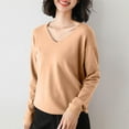thumbnail image 4 of asjyhkr Women Ribbed Knit Shirts Long Sleeve V Neck Tops Solid Color Comfy Loose Fitting T Shirts Sweater, 4 of 4