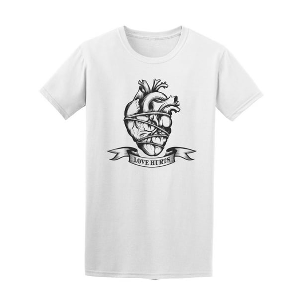 Heart Love Hurts Tattoo T-Shirt Men -Image by Shutterstock, Male x-Large -  