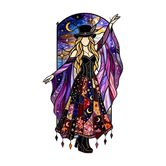 Handmade Stained Acrylic Spinner, 2026 Dancing Lady Suncatcher, Boho Hanging Decor for Window Garden Porch, Colorful Rotating Ornament Unique Home Gift for Her