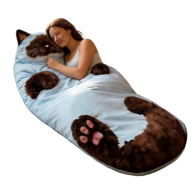 Adult Soft Sleeping Bag Plush Cat Envelope Sleeping Bag for Camping