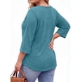 thumbnail image 2 of Fantaslook 3/4 Sleeve Womens Plus Size Tops V Neck Lace Blouses Casual Tunic Shirts, 2 of 9