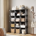 thumbnail image 4 of 12-Cube Entryway Storage Cabinet – Modular PVC Organizer Shelf, Stackable Design for Shoe Rack, Bookcase, or Closet Storage – Easy Assembly, Space-Saving Solution for Home – Black, 4 of 8