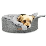 Purrrfect Life Oval Pet Beds for Cats and Small Dogs, Snuggery Pet Bed with Attached Blanket, Hooded Bolster Bed, Ultra Soft Short Plush, Washable High Resilience PP Cotton, and more
