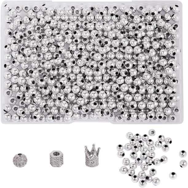 6 piezas de cuentas de diamantes de imitación en 3 estilos, micro pavé de circonitas cúbicas, con 350 espaciadores redondos de plástico para bisutería y manualidades.