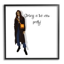 Stupell Industries Strong The New Pretty Phrase Inspirational Painting Black Framed Art Print Wall Art, 12 x 12