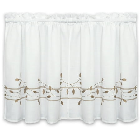 Trellis Scrolling Leaf Pattern Kitchen Window Curtain Tiers Or