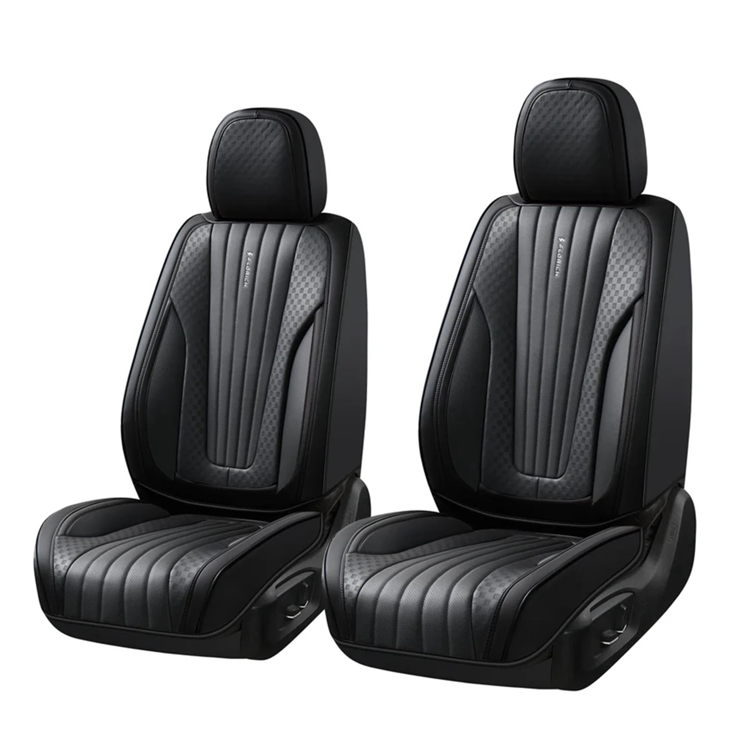 FLORICH Car Seat Covers, 2 Seats Waterproof Faux Leather Seat Cushions, Auto Protectors Universal Fit Most Cars, Black