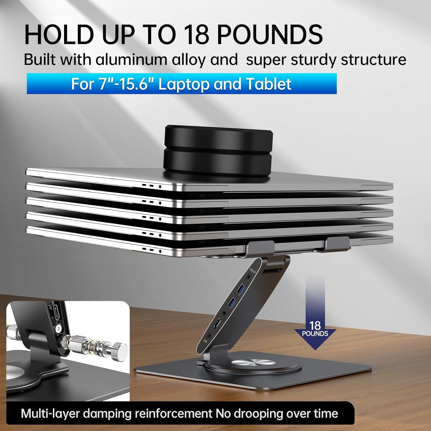 Laptop Docking Station Stand Dual Display 4K  USB3.0 360 Swivel for    Surface with USB-C Hub Multiport Adapter