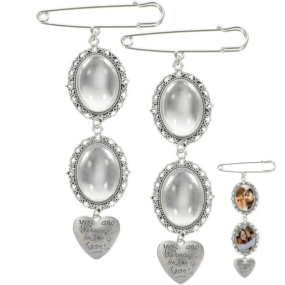 HINTRMENT 2Pcs Delicate Silver Wedding Bouquet Charm for Photo Storage and DIY Decorations