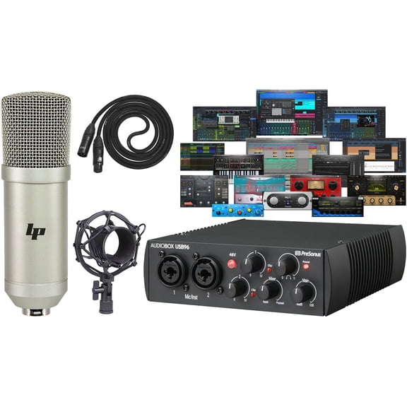 PreSonus AudioBox USB 96 Recording Bundle – USB-C Interface, Condenser Mic, Headphones & Studio One