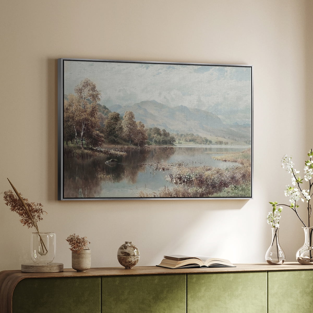 Vintage Landscape-XXIV By Wexford Home Framed in Silver Wood Gallery Wrapped Canvas 25 in. x 37 in.