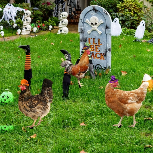 Decoraciones de Halloween, adornos de Halloween, regalos de Halloween, escena exterior de acrílico, arte de patio, decoración de pollo simulado, decoración de patio, tablero de inserción de suelo de d