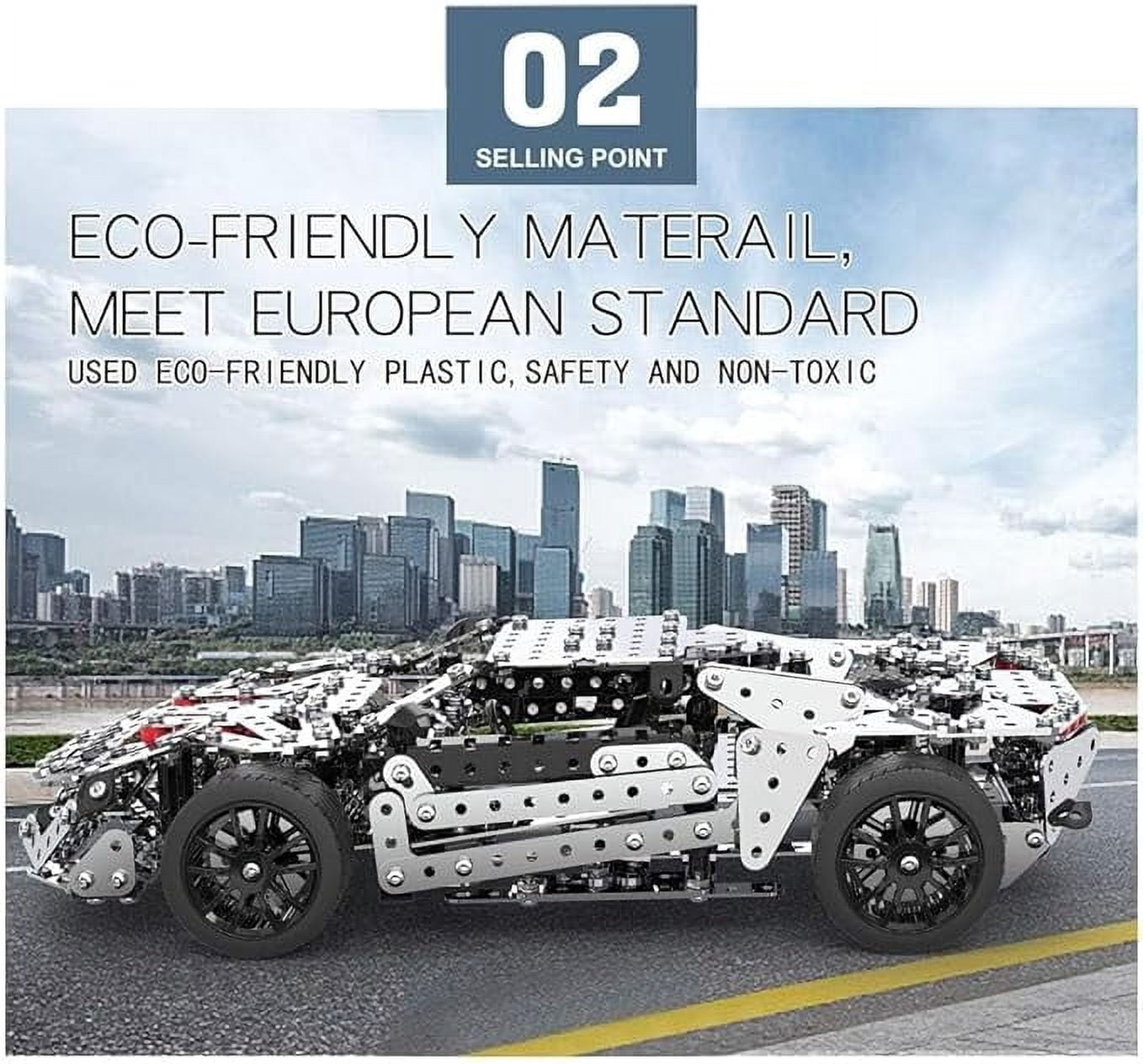 RKXQT Building Sets Stem Assembly Metal 3-D Puzzle Off-Road Model Car Building Kit Construction Set Toys Assembly RC Metal Racing Car 867PCS/Included Motor