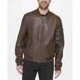 thumbnail image 2 of Cole Haan Men's Bonded Leather Varsity Jacket Small Java Brown, 2 of 5