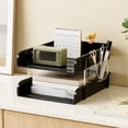 thumbnail image 6 of PONPRNGY 3-Layer Document Paper Letter Tray, Plastic Desktop File Sorter Organizer Tray with 2 Pen Holder, 6 of 6