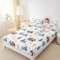 thumbnail image 3 of Castle Fairy Watercolor Winter Bear King Sheets 4pcs,Cartoon Jungle Animal Bedding,Green Off White,1 Fitted Sheet, 1 Flat Sheet and 2 Pillowcases, 3 of 6