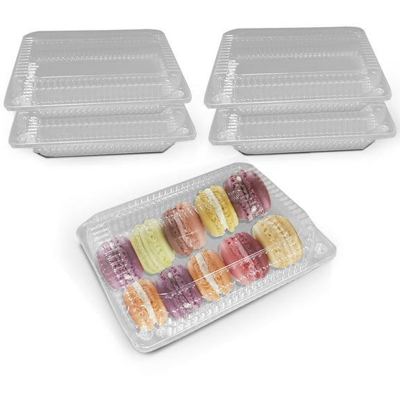 MT Products Clear Plastic Pastry Containers 9" x 6.5" x 2.25" - Disposable Cake Slice Container - Pack of 30