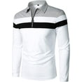 thumbnail image 4 of MLANM Men’s Long Sleeve Polo Shirt Casual Slim Fit Shirts Contrast Color Patchwork T Shirts Cotton Tops, 3XL White, 4 of 6