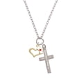 thumbnail image 2 of Delight Jewelry Goldtone Open Heart with Nurse Hat Be Strong and Courageous Engraved Cross Zoey Necklace, 28", 2 of 4