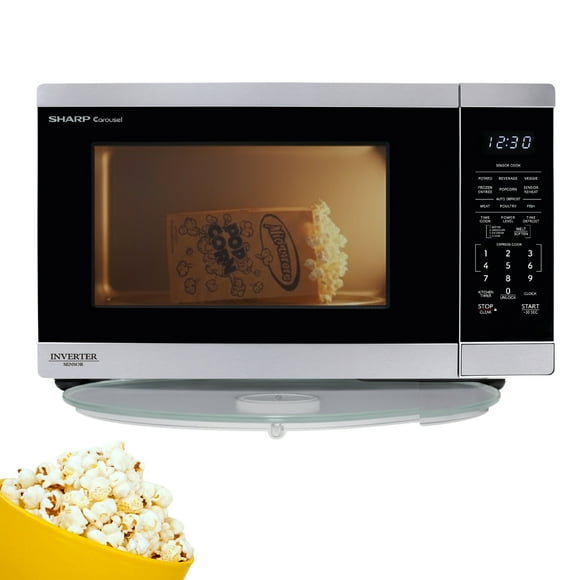 SHARP SMC1464KSC Carousel® Four à Micro-Ondes de Comptoir, Technologie à Onduleur, 1,4 Pi3, 1100 W, Acier Inoxydable, Cuisson avec Capteur, Design Compact