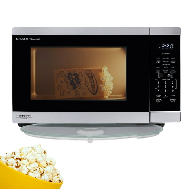 SHARP SMC1664KSC Carousel Countertop Microwave Oven, 1.6 cu. ft., 1100W, Stainless Steel, Inverter Technology, Sensor Cook, Auto Defrost