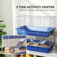 thumbnail image 4 of PawHut Metal Small Animal Cage, 2-Tier Guinea Pig Cage with 2 Doors, Platforms, Wide Ramp, Dish and Bottle, Deep Base, for Ferrets, Chinchillas, Bunnies, Blue, 4 of 8