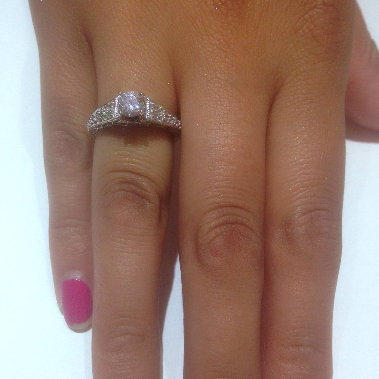 Pompeii3 1/2ct Vintage Filigree Diamond Engagement Ring 14K White Gold - image 3 of 5